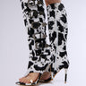 Front View Elarahh Cow Pony Hair Gladiator Sandal