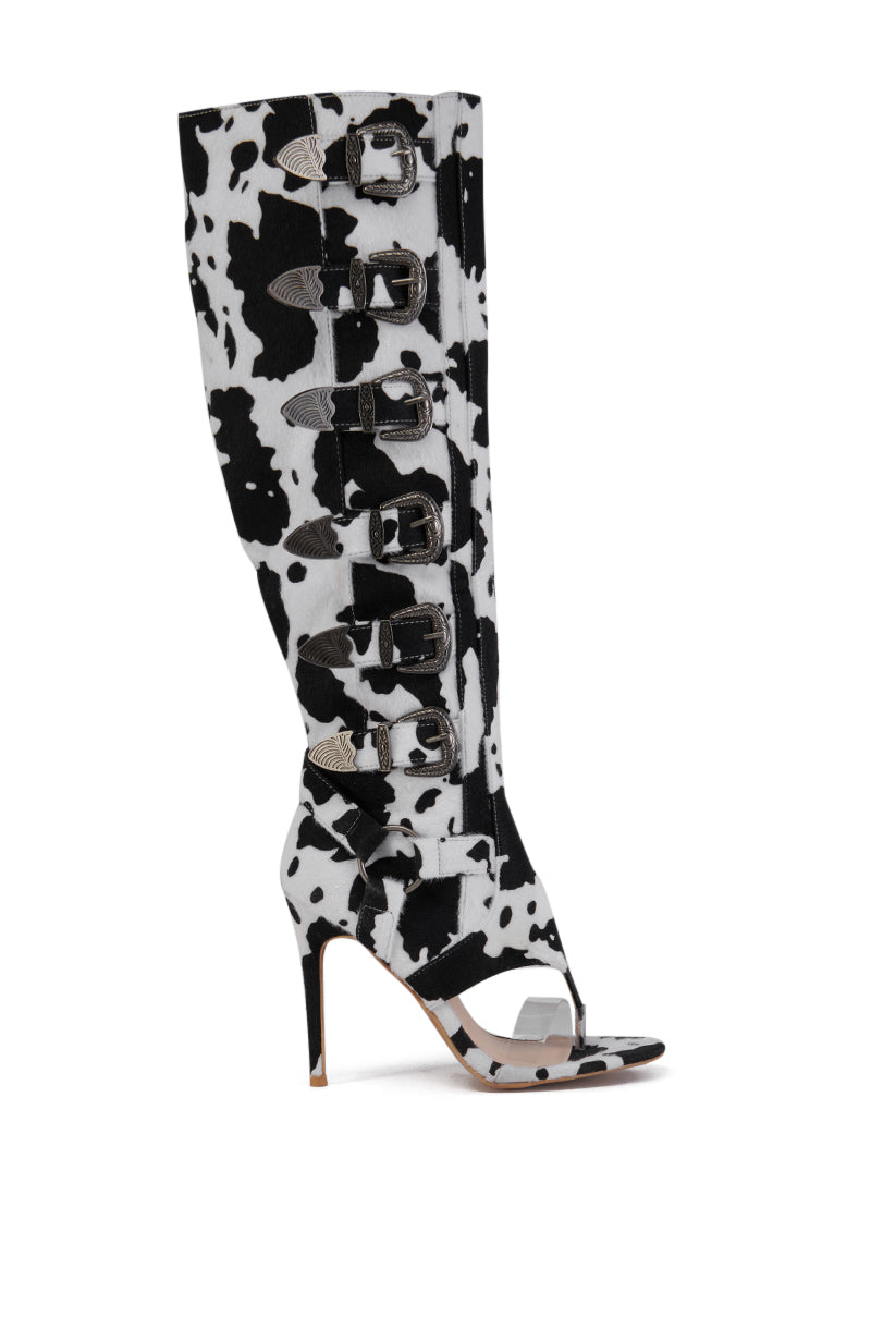 Side View Elarahh Cow Pony Hair Gladiator Sandal
