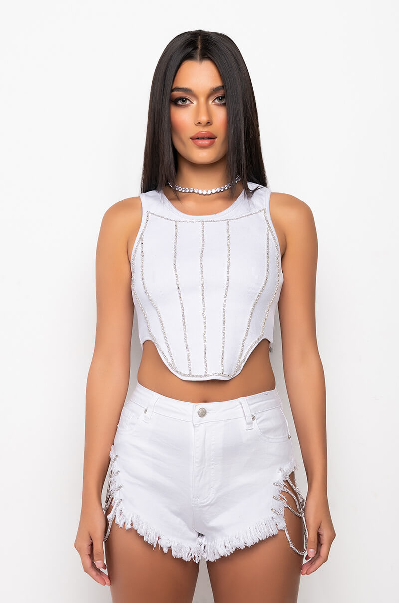 Detail View Electric Body Crop Ribbed Tank