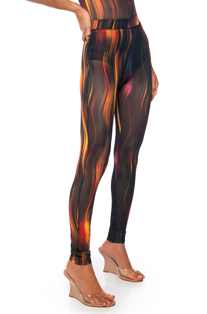 Front View Electric Fever Mesh Legging