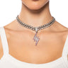 Front View Electric Shock Embellished Chain Necklace