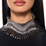 Front View Elegance Statement Choker In Silver