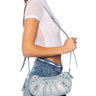 Front View Elegant Embellished Bag In Denim