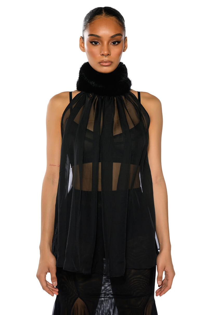 Front View Elegant Turtle Neck Blouse