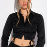 Front View Elena Ruched Puff Sleeve Blouse