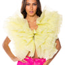 Front View Elena Statement Ruffle Top In Yellow