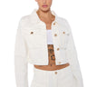 Front View Elevated White Wash Denim Utility Jacket