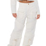 Front View Elevated White Wash Denim Utility Pants