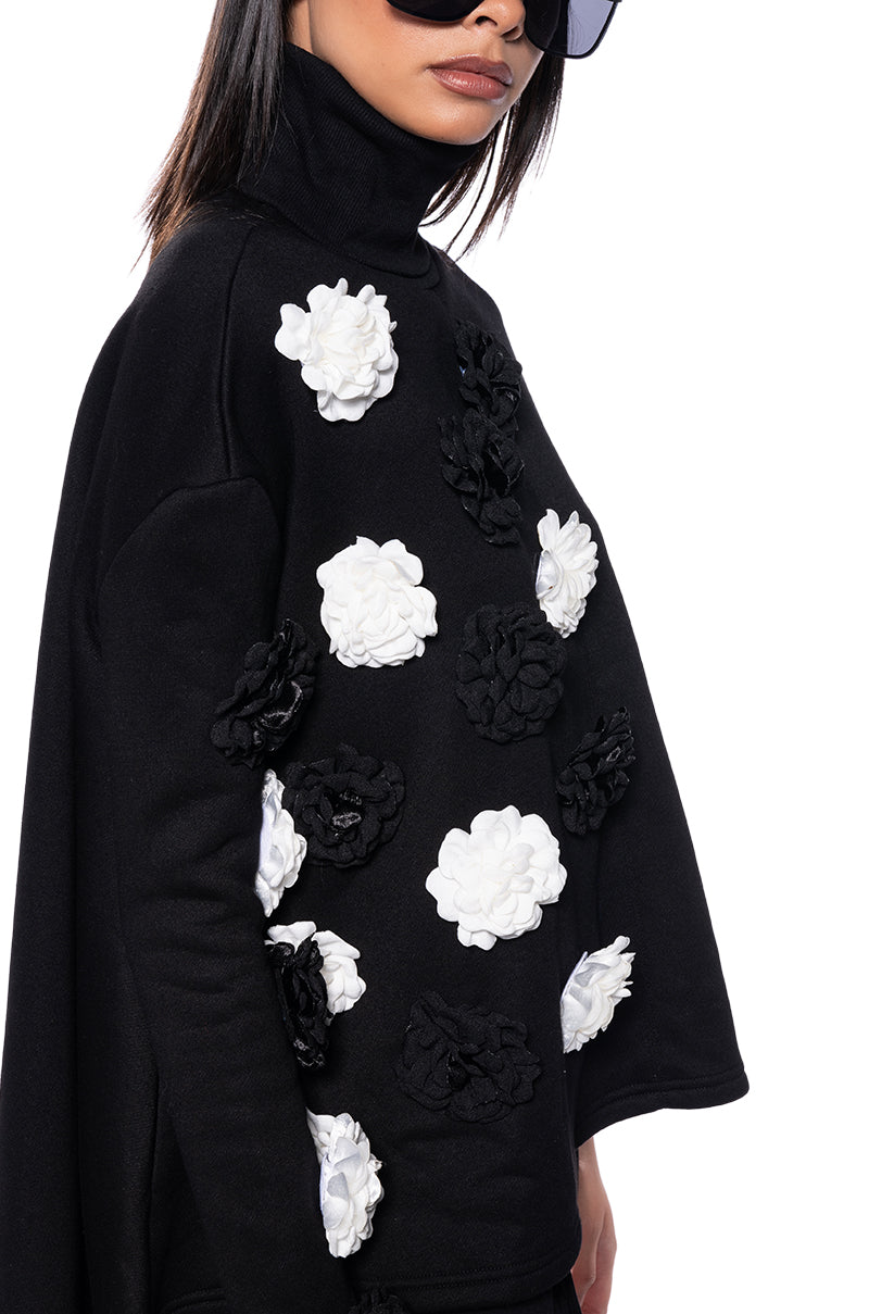 Extra View Ella Flower Detail Pullover Turtleneck Sweatshirt 6