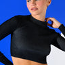 Front View Ella Long Sleeve Cropped Sweater