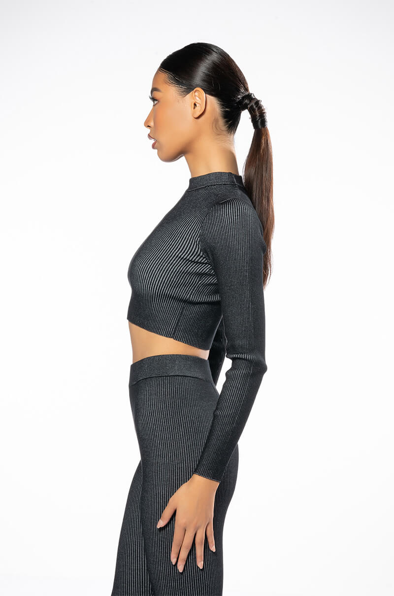 Detail View Ella Long Sleeve Cropped Sweater