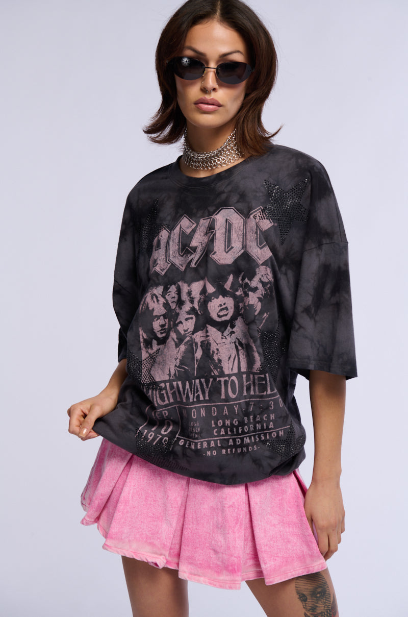 Extra View Ella Pleated Denim Mini Skirt In Pink 5