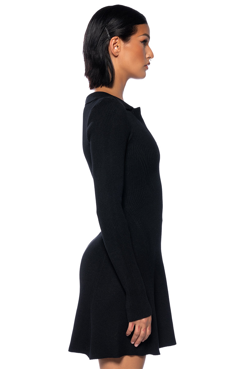ELLA SWEATER KNIT COLLARED MINI DRESS AKIRA ELLA SWEATER KNIT COLLARED MINI DRESS AKIRA
