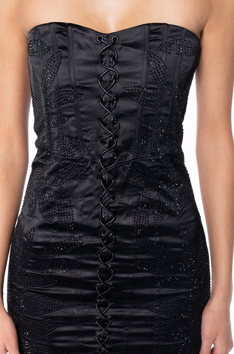 ELLIS LACE UP STRAPLESS MINI DRESS AKIRA ELLIS LACE UP STRAPLESS MINI DRESS AKIRA