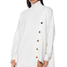 Front View Ellis Oversized Button Detail Open Side Sweater In White