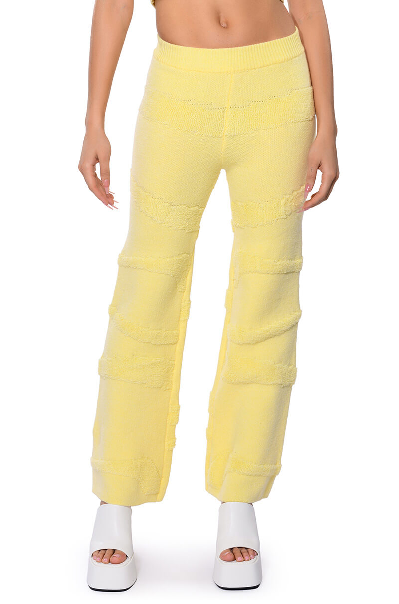 Front View Ellory Textured Wide Leg Pant