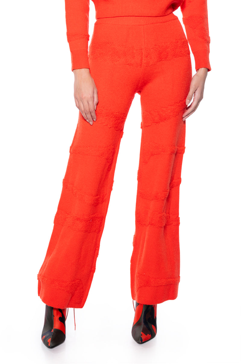 Front View Ellory Textured Wide Leg Pant