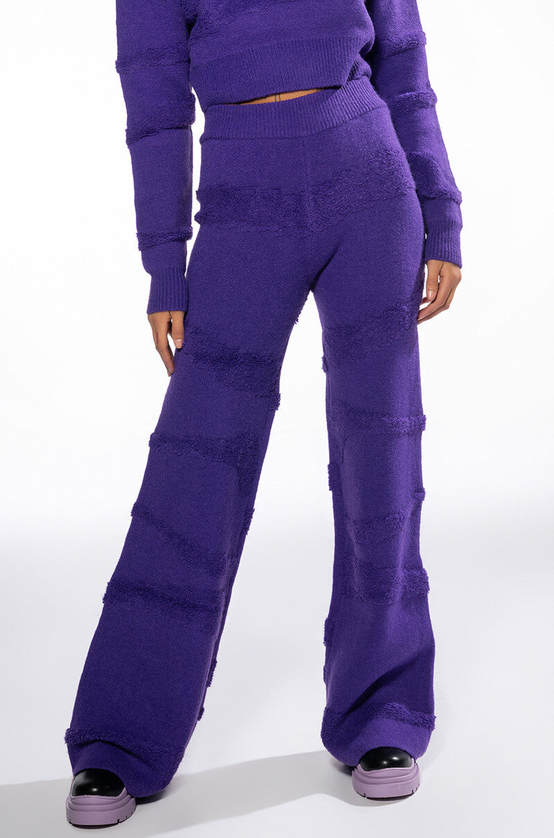 Front View Ellory Textured Wide Leg Pant