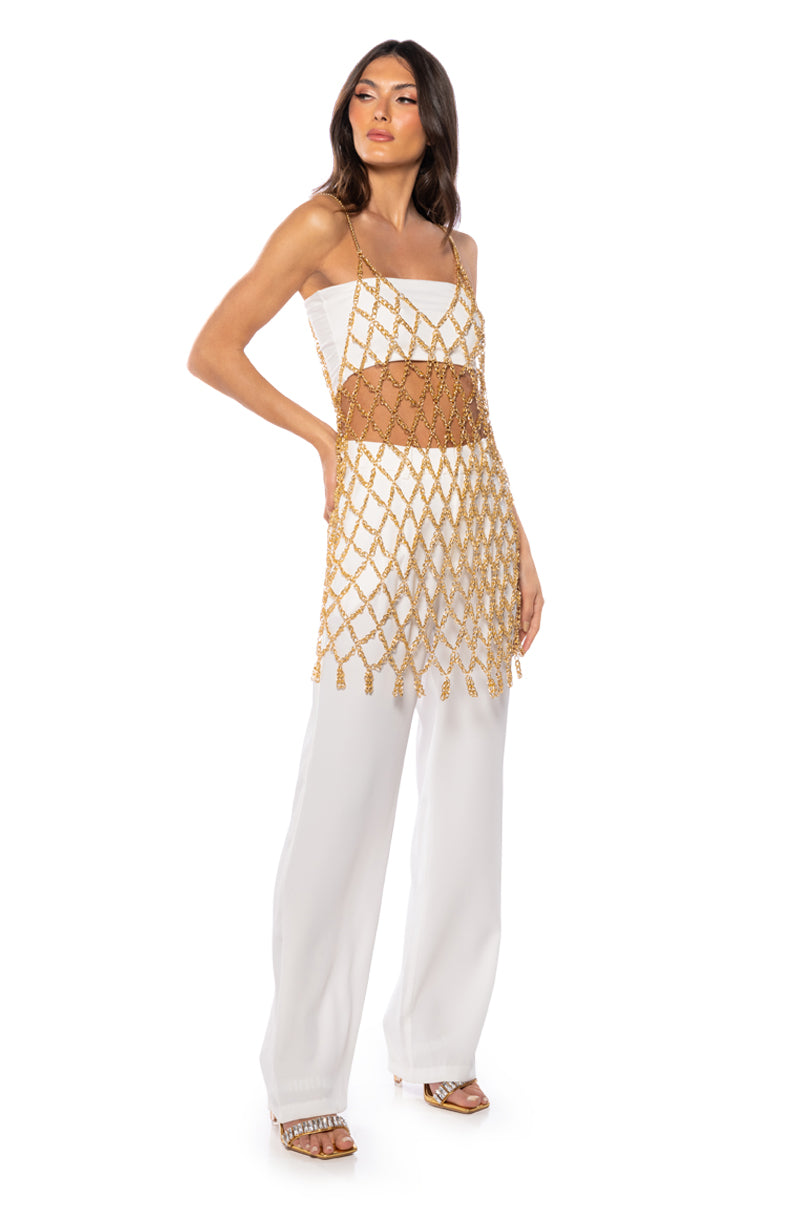 Full View Elodie Chain Mini Dress In Gold