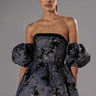 Front View Eloise Off The Shoulder Brocade Mini Dress