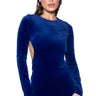 Front View Elora Open Back Velvet Mini Dress