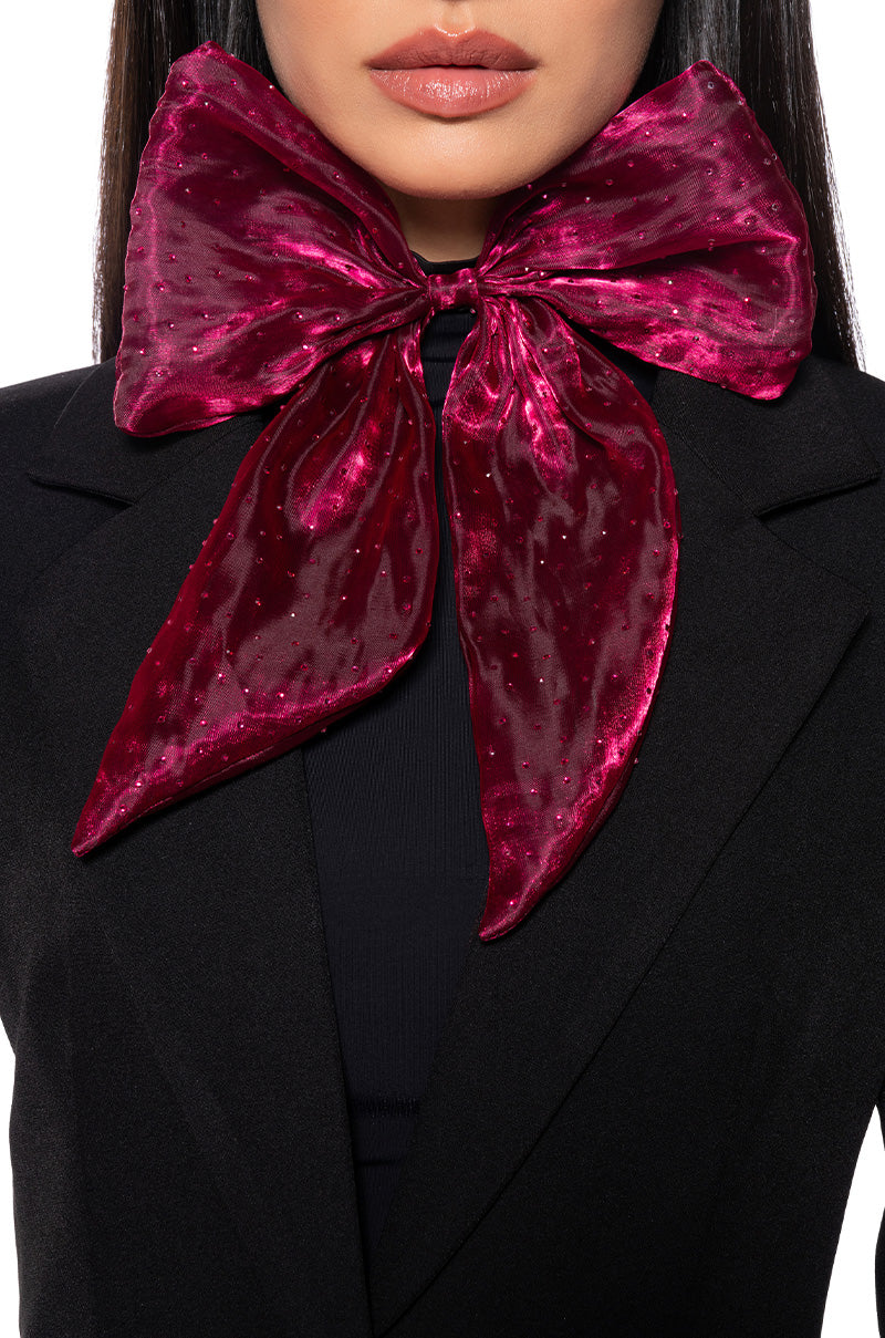 Front View Embellishing You Bow Choker