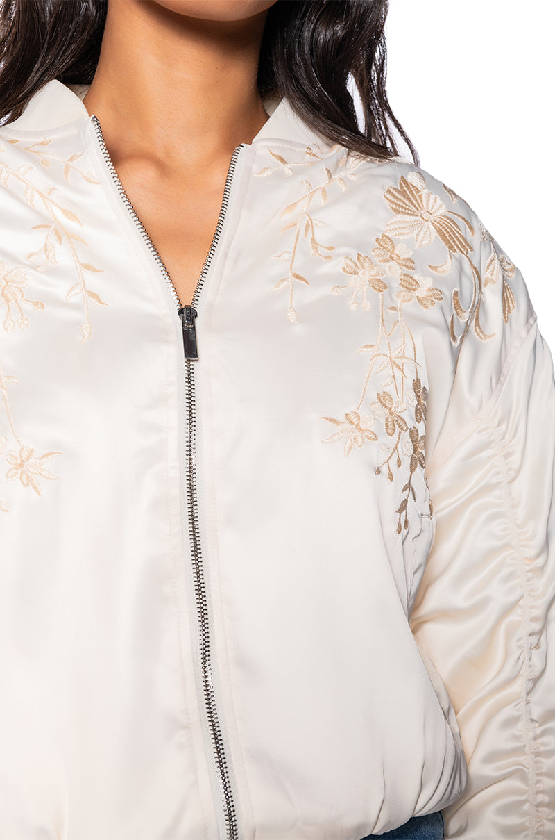 Extra View Embroidered Monotone Oversize Bomber