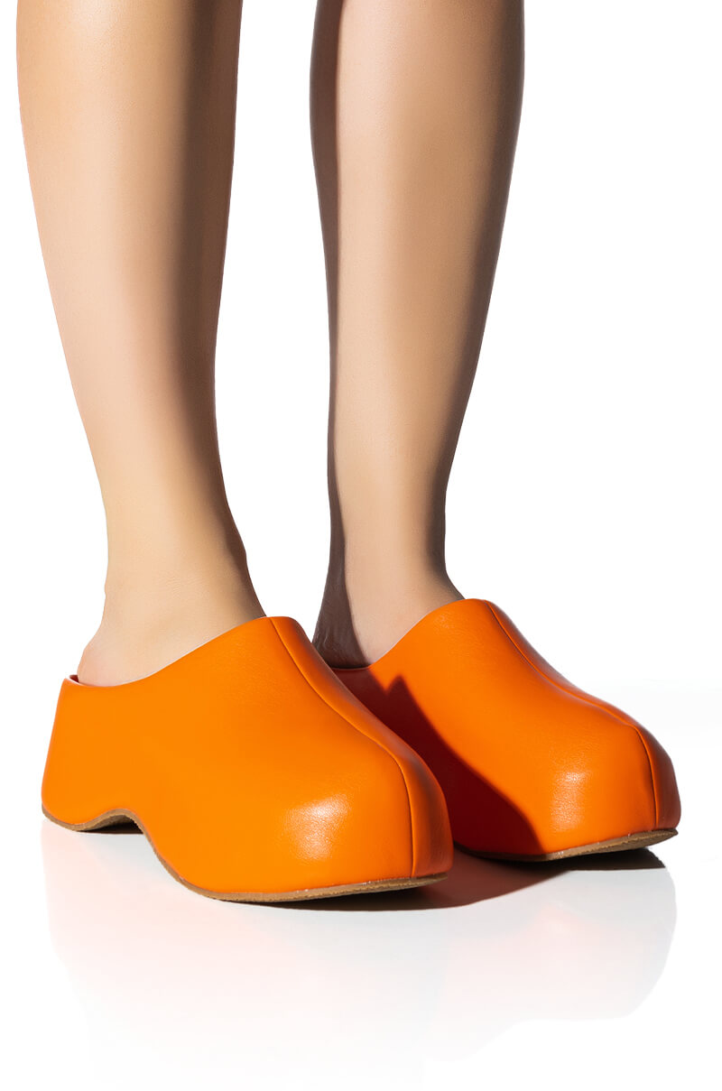 Front View Emelia Embellished Clog In Orange