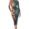 Front View Emeralds And Animal Midi Dress