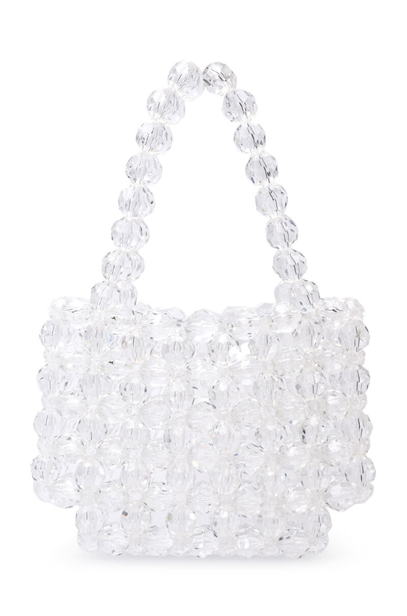 Side View Enchanted Beaded Bag In Clear 1