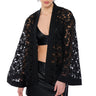 Front View Enchanting Black Laced Blazer