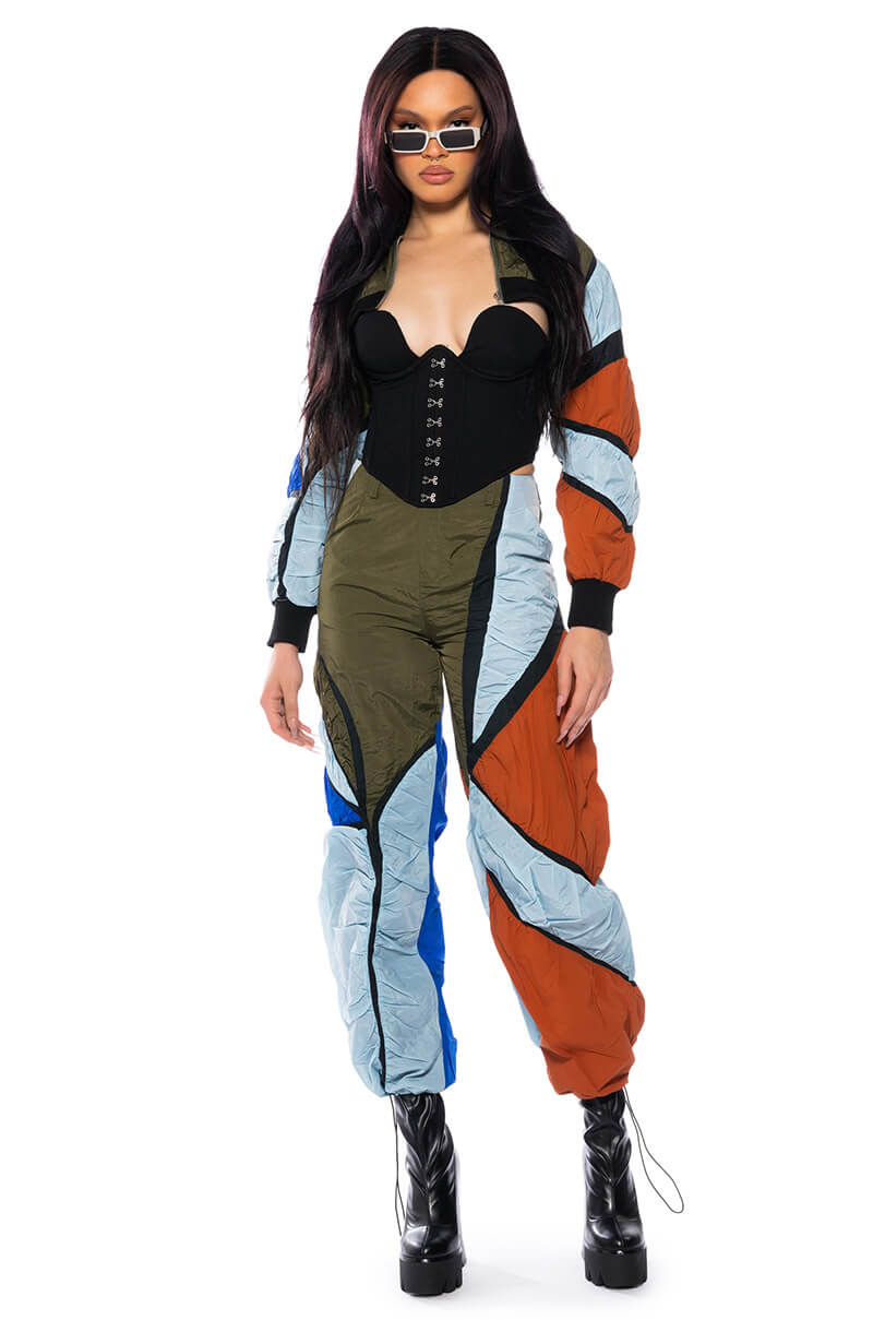 Detail View Enjoy The Ride Multi Colored Crop Bomber