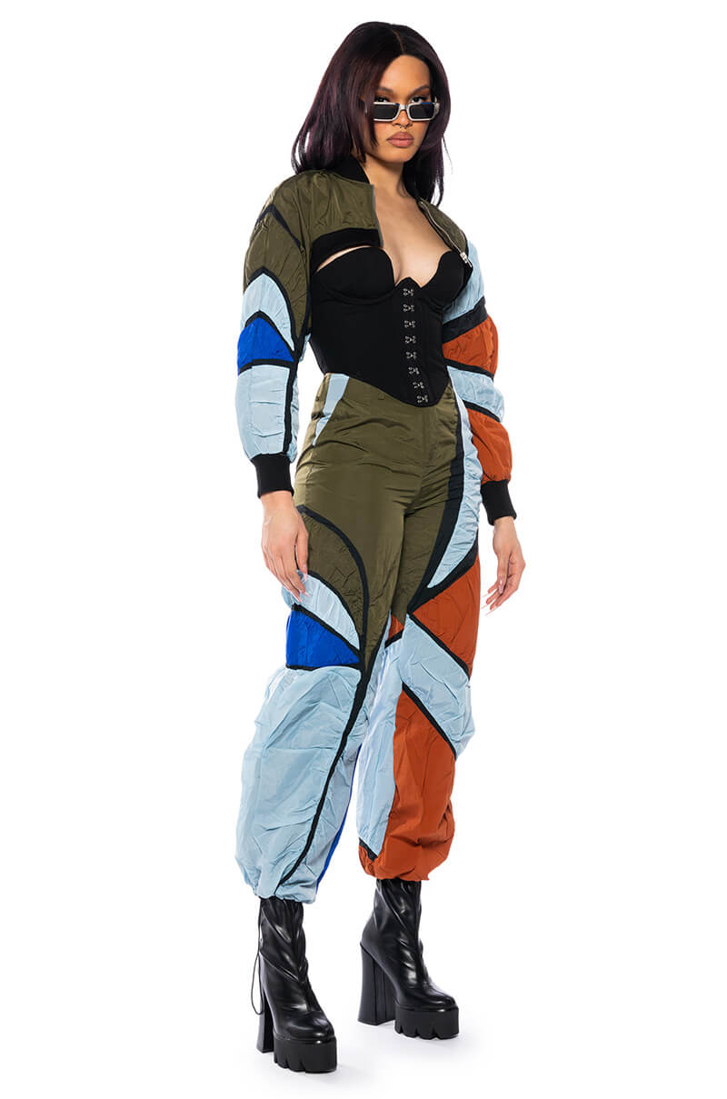 Full View Enjoy The Ride Multi Colored Crop Bomber