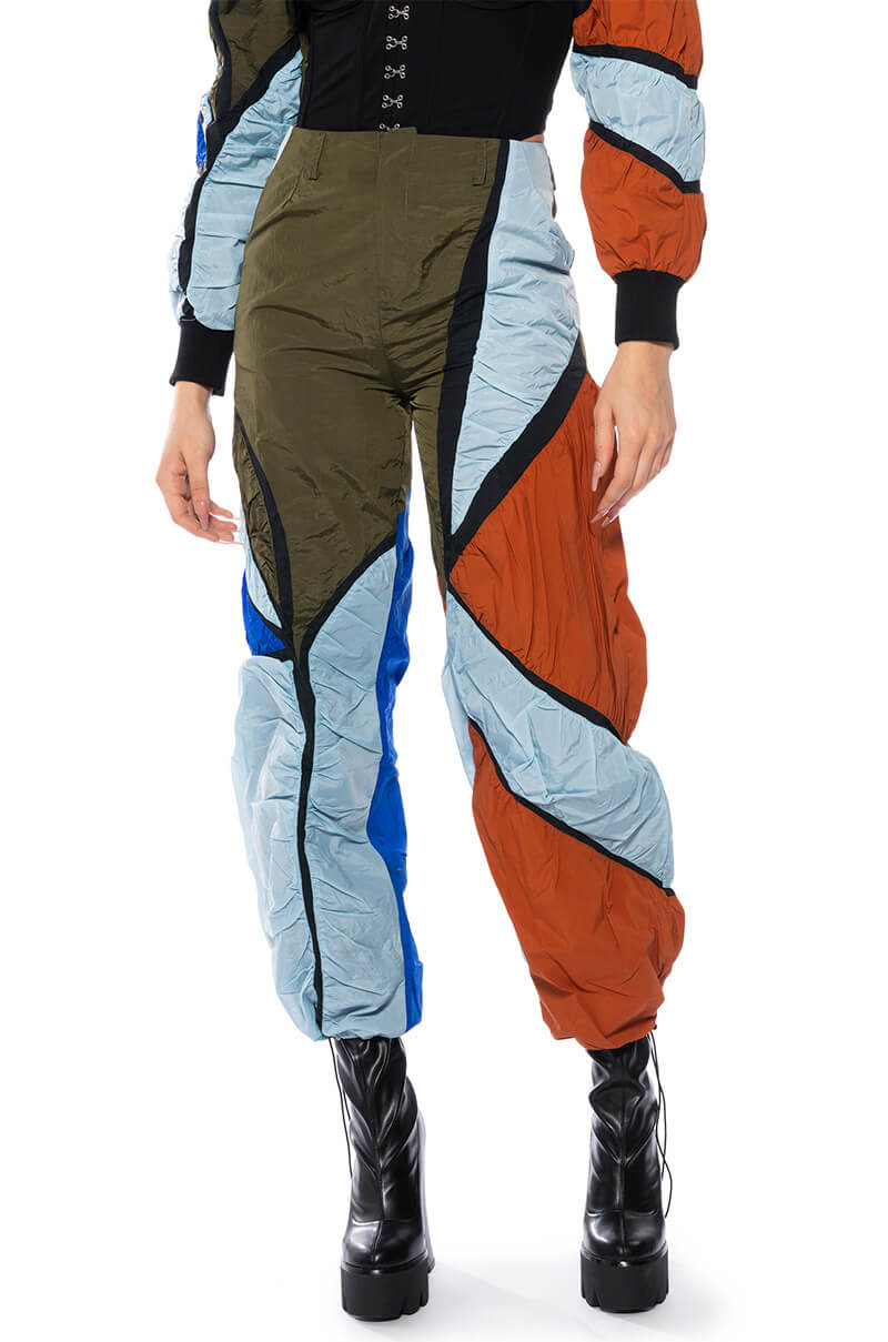 Front View Enjoy The Ride Multicolored Ruched Pants view 1