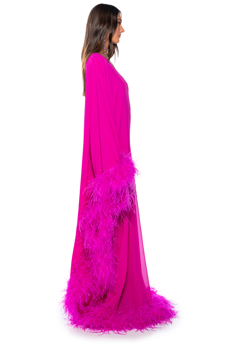 one shoulder feather maxi dress ELIZA ONE SHOULDER FEATHER MAXI