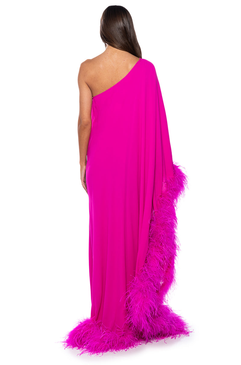 ELIZA ONE SHOULDER FEATHER MAXI AKIRA ELIZA ONE SHOULDER FEATHER MAXI AKIRA