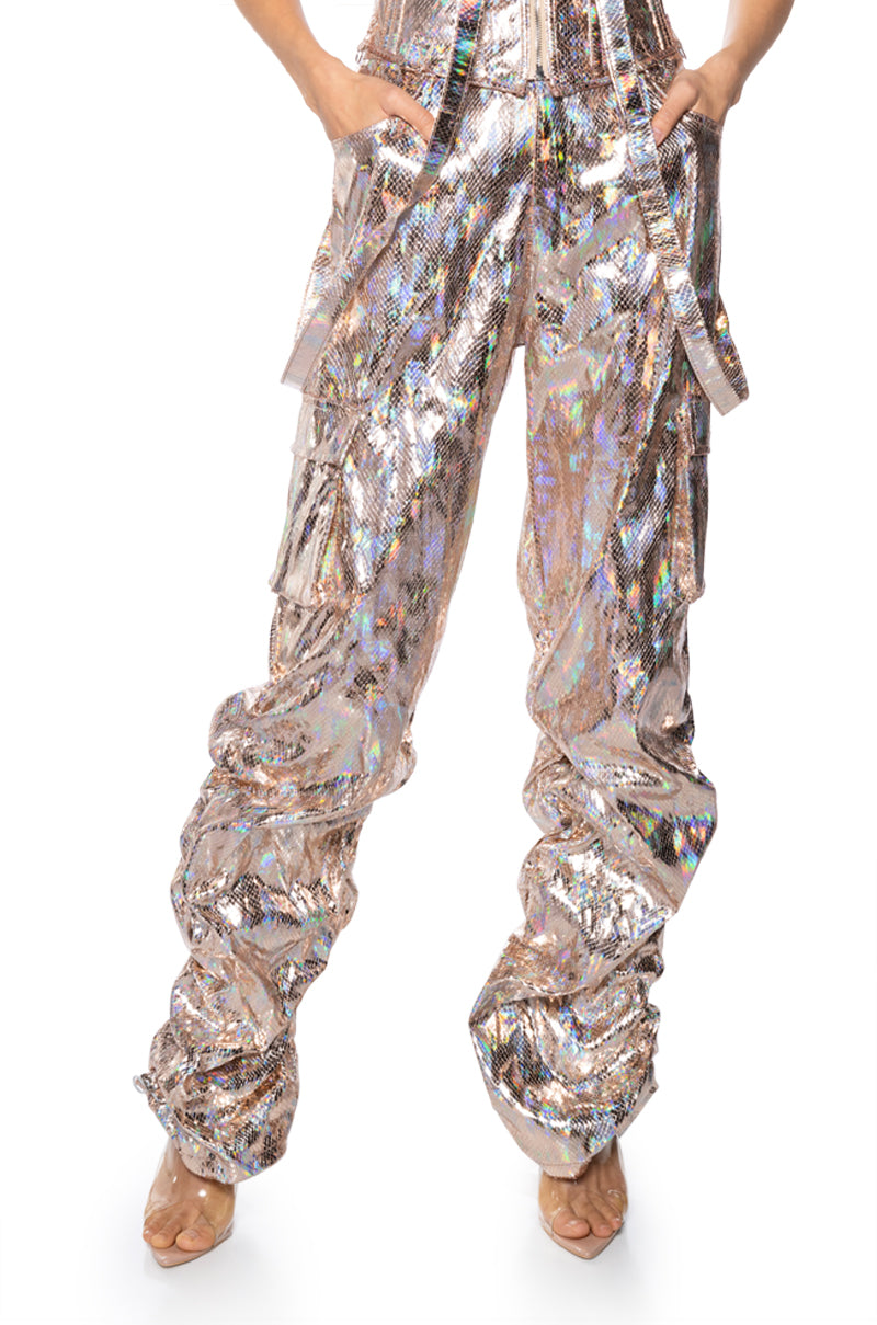 ENVISION ME RUCHED CARGO PANT IN GOLD view 0