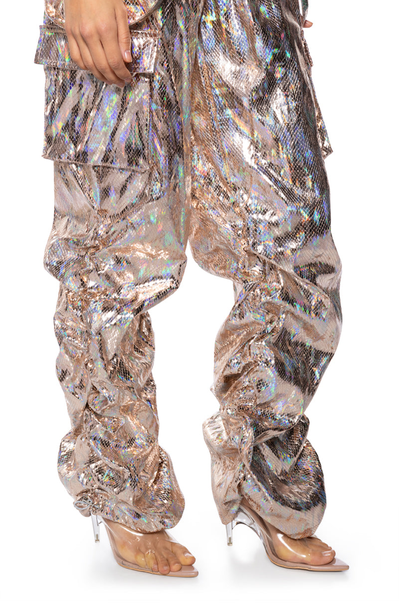 Extra View Envision Me Ruched Cargo Pant In Gold