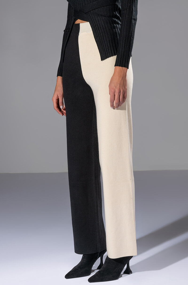 Front View Envy Me Colorblocked Knit Wide Leg Pant view 1