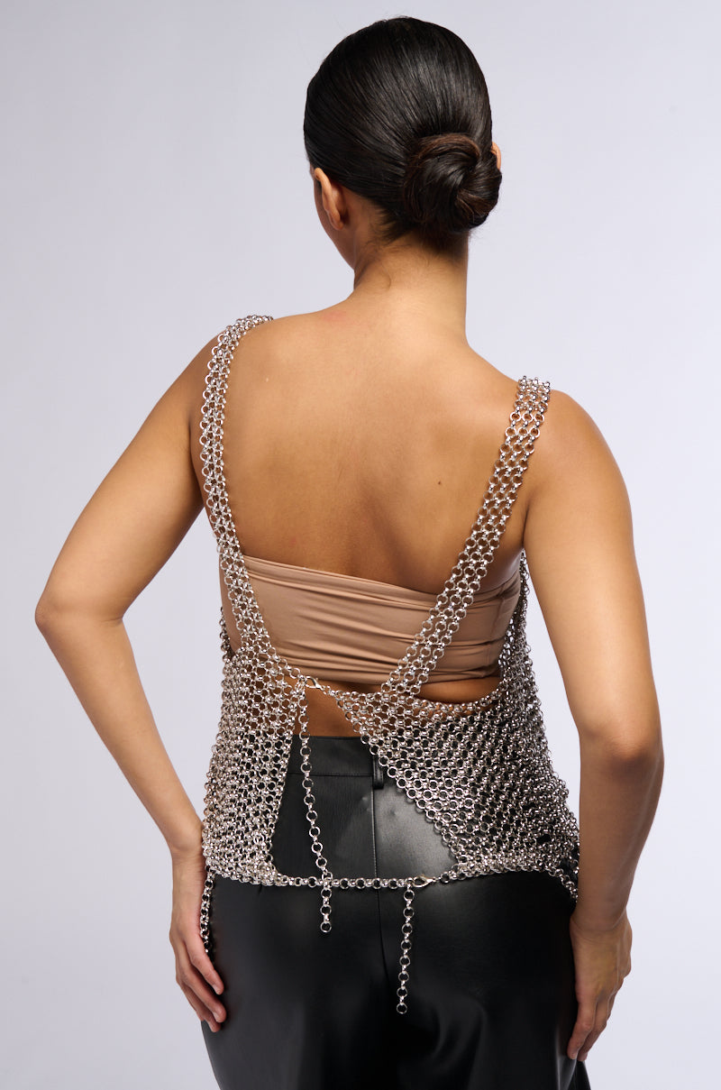 Detail View Erika Chain Metal Bralette Top
