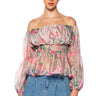 Front View Esme Off The Shoulder Printed Blouse