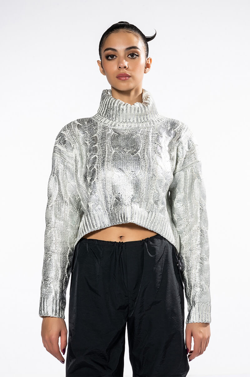 Back View Esme Silver Metallic Sweater