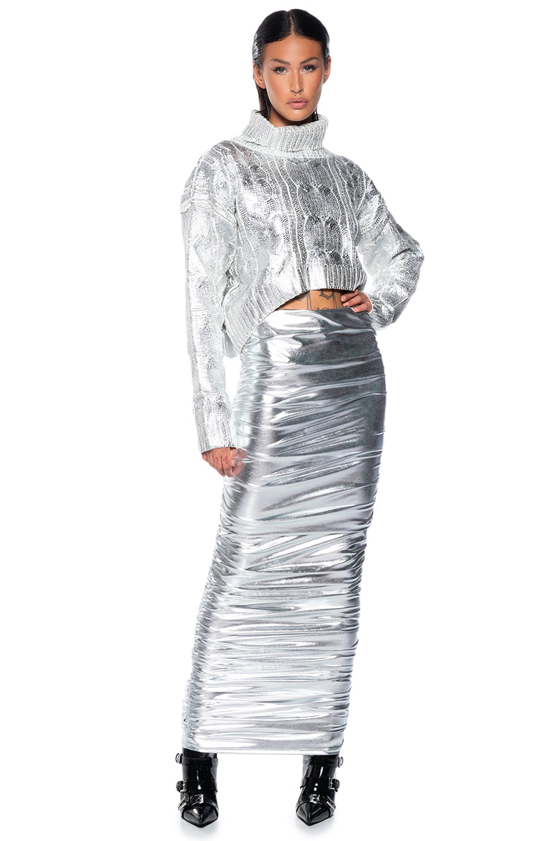 Back View Esme Silver Metallic Sweater