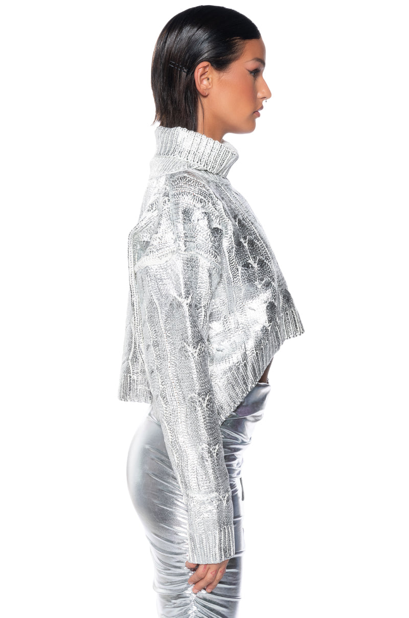 Detail View Esme Silver Metallic Sweater