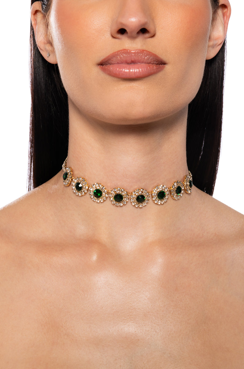 Front View Esmeralda Embellished Choker