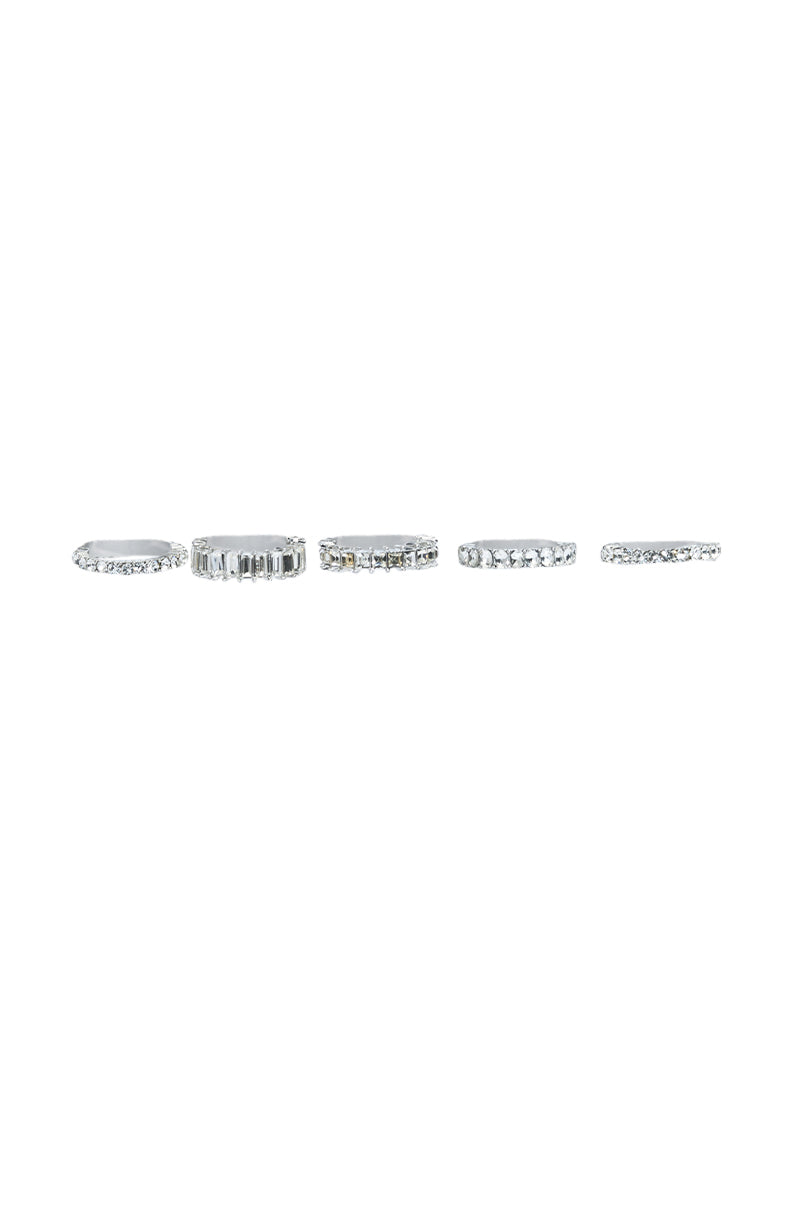 Side View Essential Bling Ring Set In Silver 1