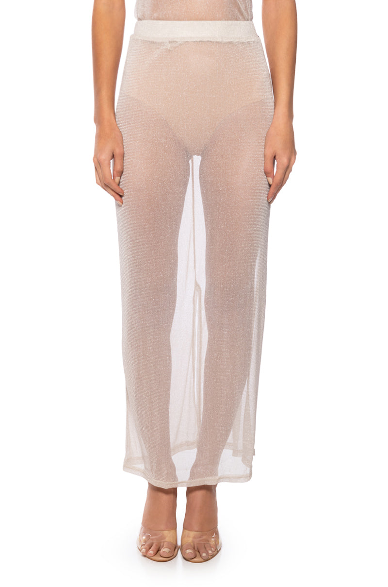 Front View Estelle Lettuce Hem Maxi Skirt