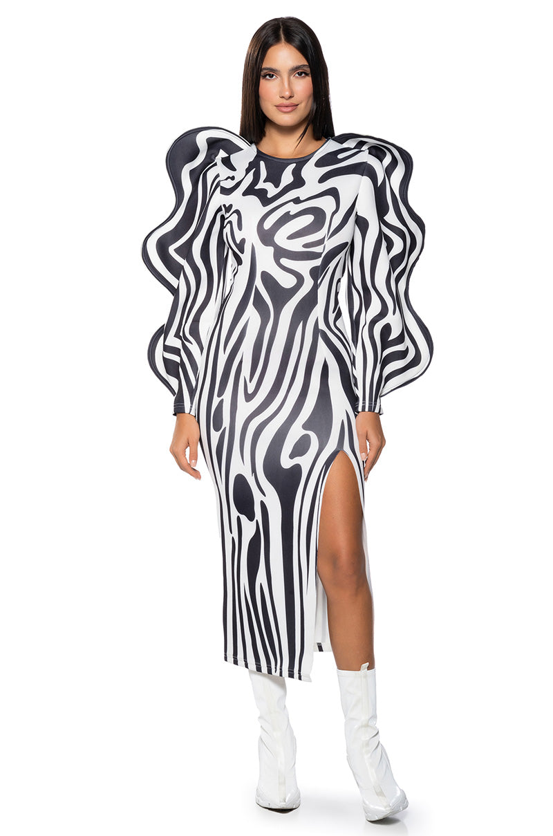 Front View Etch A Sketch Midi Dress