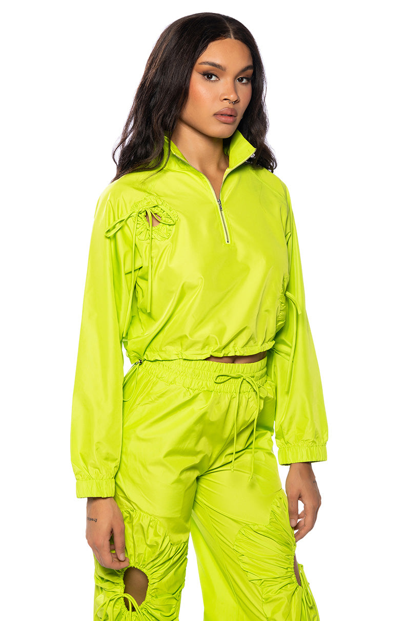 Front View Etched Out Nylon Lightweight Pullover