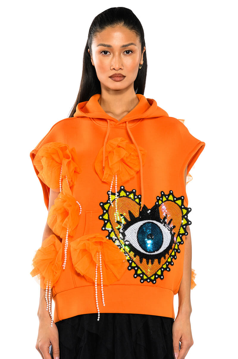 Front View Euphoric Embellished Sleeveless Sweatshirt